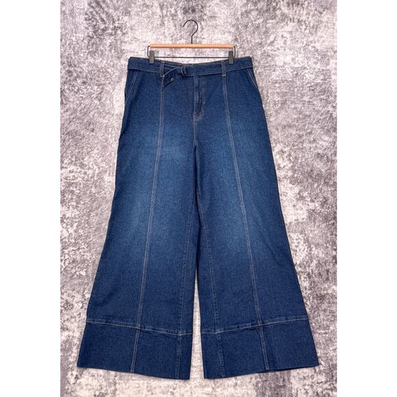 Free People Jeans 33 Womens Ryla A Line Flare High Rise Medium Wash - Picture 1 of 7